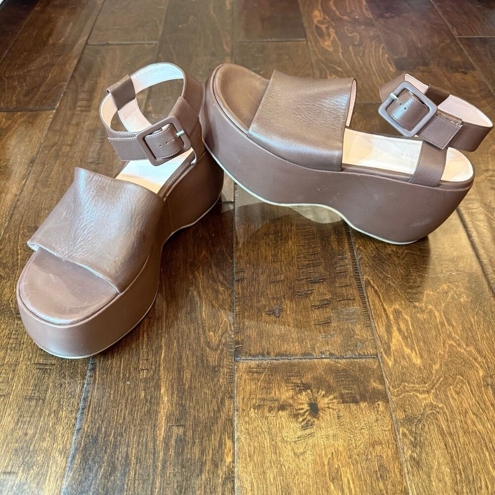 Rosetta Getty Platform Clog Sandals Chunky Leather Brown size 11 NWOT Boho